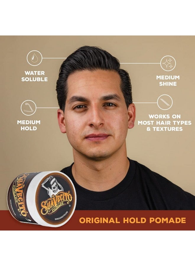 Suavecito Pomade Original Hold 4 oz, 3 Pack - Medium Hold Hair Pomade For Men - Medium Shine Water Based Wax Like Flake Free Hair Gel - Easy To Wash Out - All Day Hold For All Hairstyles - Image 5