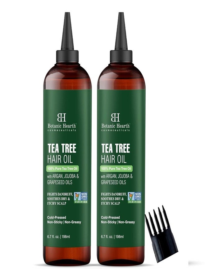 Botanic Hearth 100% Pure Tea Tree Oil For Hair (6.7 Fl Oz, Pack Of 2) | Infused With Jojoba & Grapeseed Oils | Soothes Itchy Scalp & Fights Dandruff | Non Gmo Verified - Hair Tonic - Image 1