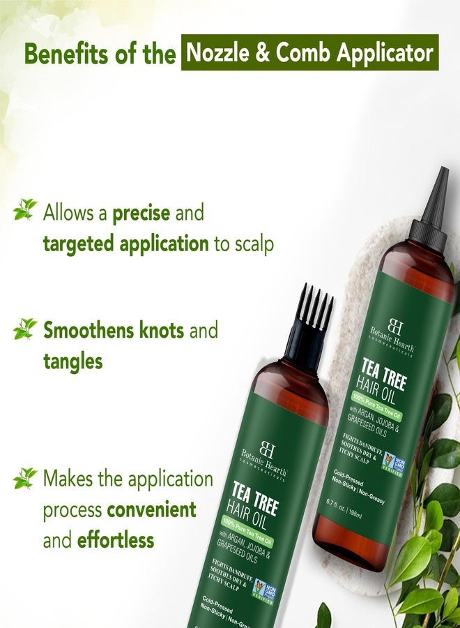 Botanic Hearth 100% Pure Tea Tree Oil For Hair (6.7 Fl Oz, Pack Of 2) | Infused With Jojoba & Grapeseed Oils | Soothes Itchy Scalp & Fights Dandruff | Non Gmo Verified - Hair Tonic - Image 4