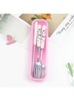 Generic Cute Cartoon Children's Tableware Student Portable Food Grade 304 Stainless Steel Tableware Spoon Fork Chopsticks Set-Specifications:The Great Unicorn  - Image 1