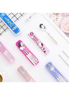 Generic Cute Cartoon Children's Tableware Student Portable Food Grade 304 Stainless Steel Tableware Spoon Fork Chopsticks Set-Specifications:The Great Unicorn  - Image 2