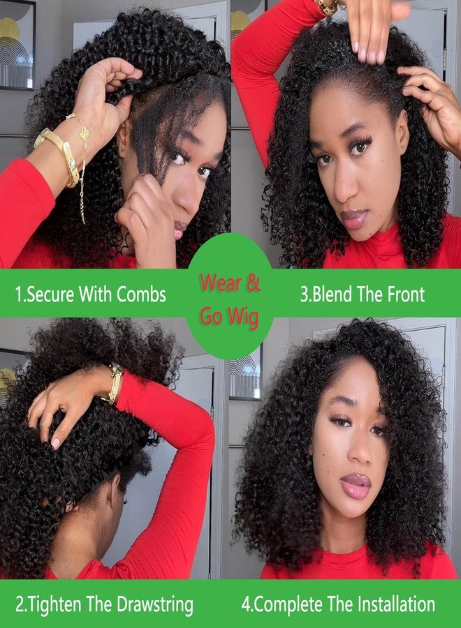 ZIYU Half Wig Human Hair - 200% Density Curly Half Wig 3 In 1 Wear Go Glueless Wigs 16 Inch Drawstring Seamless Curly Flip Over Headband Wig Human Hair Beginner Friendly - Image 5