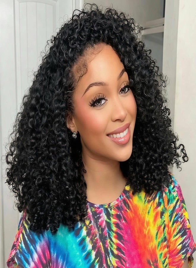 ZIYU Half Wig Human Hair - 200% Density Curly Half Wig 3 In 1 Wear Go Glueless Wigs 16 Inch Drawstring Seamless Curly Flip Over Headband Wig Human Hair Beginner Friendly - Image 1