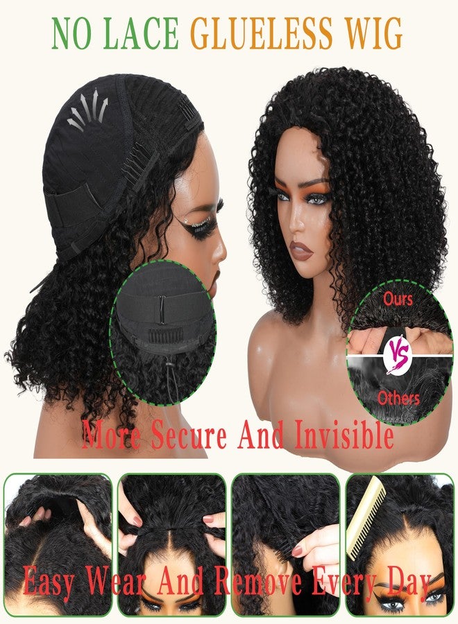 ZIYU Half Wig Human Hair - 200% Density Curly Half Wig 3 In 1 Wear Go Glueless Wigs 16 Inch Drawstring Seamless Curly Flip Over Headband Wig Human Hair Beginner Friendly - Image 4