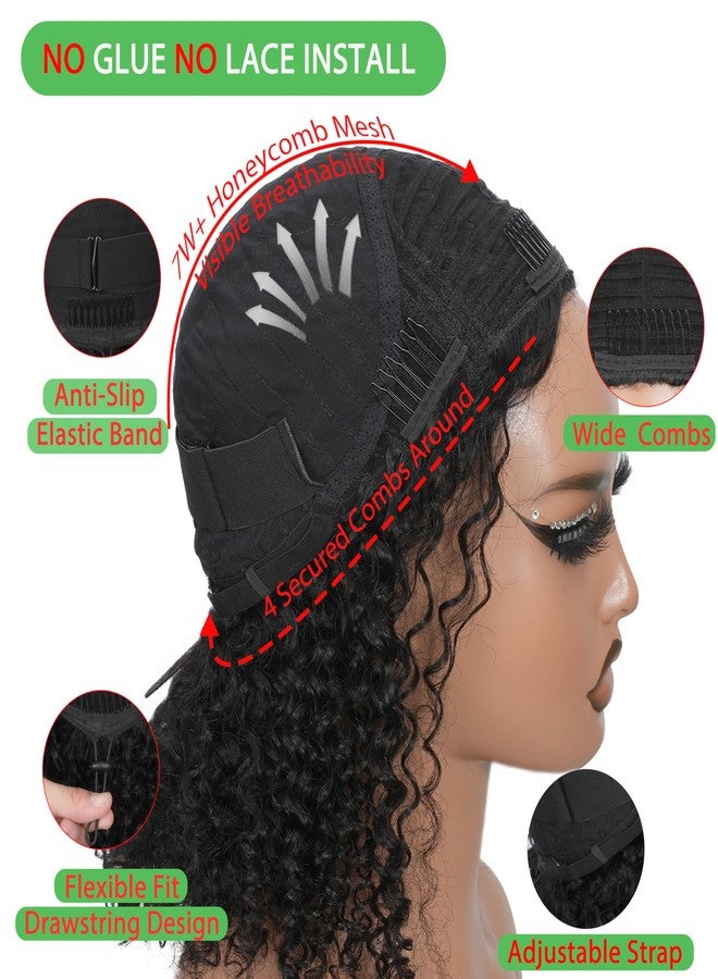 ZIYU Half Wig Human Hair - 200% Density Curly Half Wig 3 In 1 Wear Go Glueless Wigs 16 Inch Drawstring Seamless Curly Flip Over Headband Wig Human Hair Beginner Friendly - Image 3