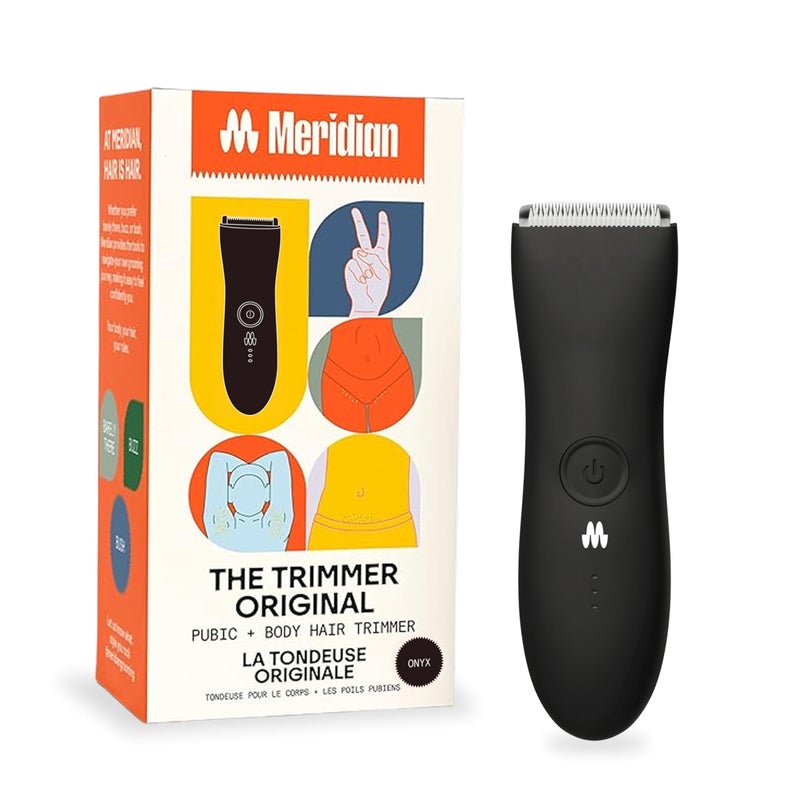 MERIDIAN The Trimmer Original - Body Hair Trimmer for Men, Electric Shaver for Pubic Hair, Chest, Legs & Bikini, Waterproof & Rechargeable, Onyx - Image 1