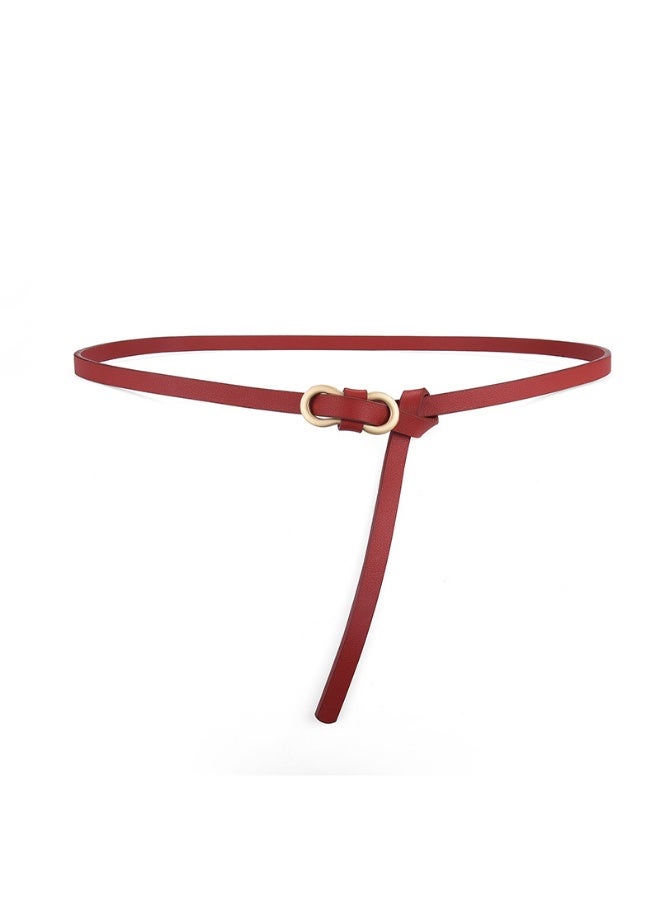 xozgdovg Popular belt womens high-grade fashion all-match dress shirt decorative suit Girls simple thin belt Red 