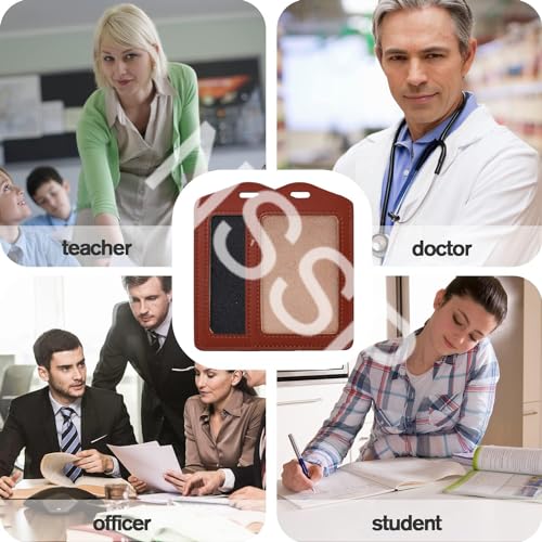 NSSP Leather Clear ID Window ID Badge Holder ID Card Holder (Brown Vertical, Pack of 20) - Image 2