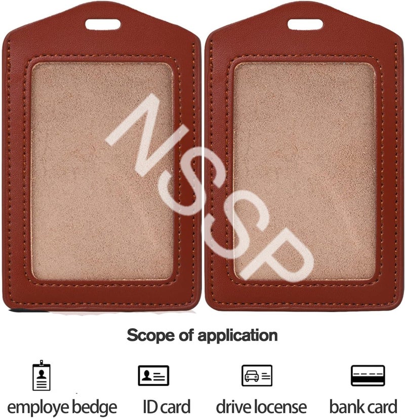 NSSP Leather Clear ID Window ID Badge Holder ID Card Holder (Brown Vertical, Pack of 20) - Image 5
