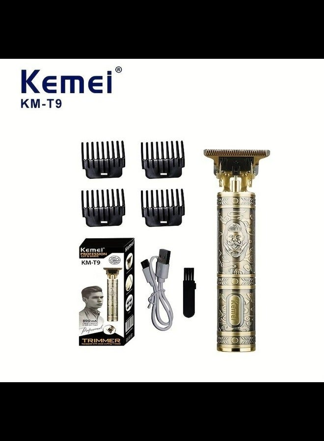 Kemei Cordless USB Rechargeable Metal Case Trimmer, Men's Shaver Beauty Sculpting Shaver With Guide Comb For Personal And Stylist Use - The Perfect Gift For His KM-T9 - Image 4