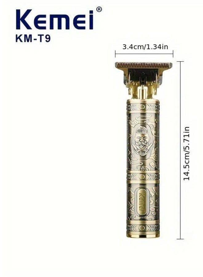 Kemei Cordless USB Rechargeable Metal Case Trimmer, Men's Shaver Beauty Sculpting Shaver With Guide Comb For Personal And Stylist Use - The Perfect Gift For His KM-T9 - Image 2