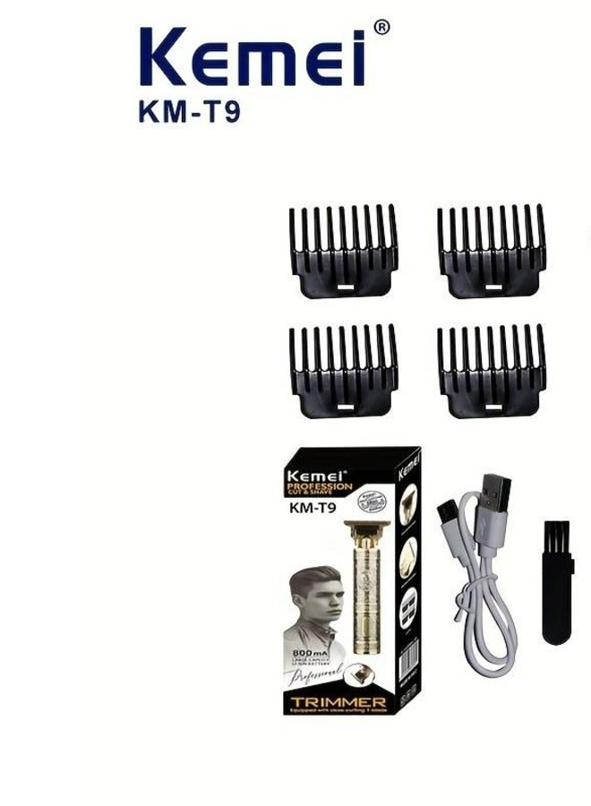 Kemei Cordless USB Rechargeable Metal Case Trimmer, Men's Shaver Beauty Sculpting Shaver With Guide Comb For Personal And Stylist Use - The Perfect Gift For His KM-T9 - Image 1