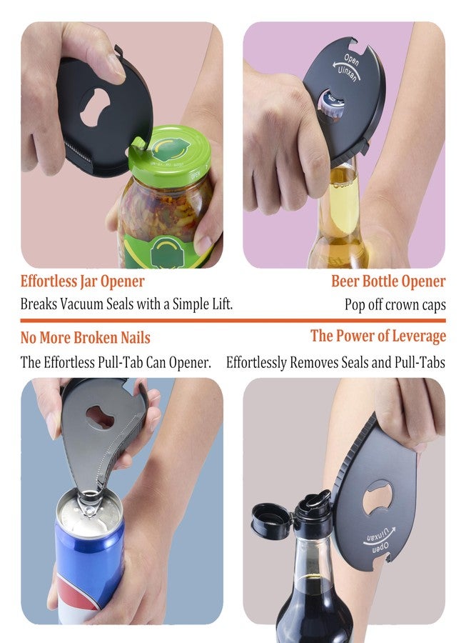 Uinxan Jar Bottle Can Opener for Weak Hand & Seniors with Arthritis-Easy Twist Off Caps (0.6"-2.7") & Pull Tab Seals,Unique Kitchen Gadget,Multi,Portable Christmas Gifts for Elderly/Women/Men (Black) - Image 4