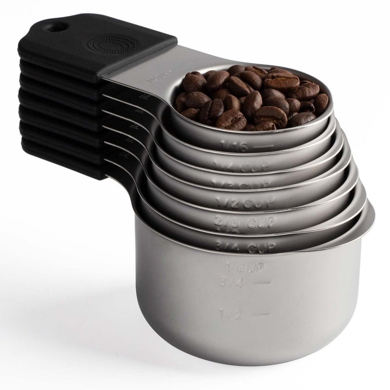 Magnetic Measuring Cups Set Stainless Steel Heavy Duty Metal Measuring Cups for Dry and Liquid Ingredients black