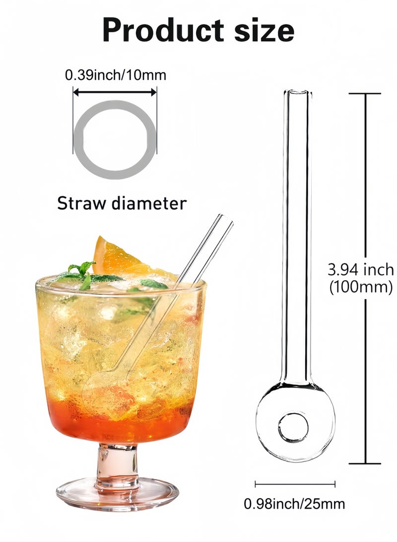 Breakproof Glass Straws - Durable Reusable Glass Straws 6 Pack with 2 Cleaning Brush for Drinks, Herbs, Smoothies, Aromatherapy（Transparent Color） - Image 2