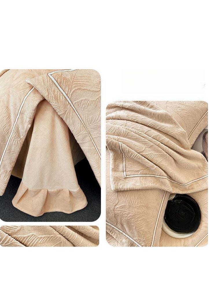 Generic Bed Sheet Style — Carved Velvet Cloth Embroidered Wide Edge Milk Velvet Four Piece Bedding Set  - Image 3