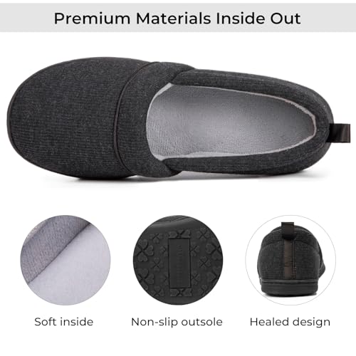 HomeTop Women's Comfy Loafer Slippers Lightweight Memory Foam Non-slip Indoor House Shoes (9 B(M) US, Black) - Image 4