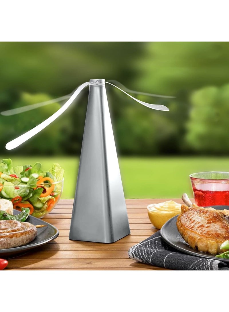 SOLARAE Fly Repellent Fan, Eco-Friendly Fly Insect Mosquito Repellent Fan, Keep Flies Bugs away from Food for Outdoor Table, Lightweight Portable, Camping Meal Home Hotel Restaurant (Silver 2 PCS) - Image 2