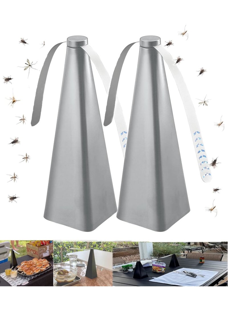 SOLARAE Fly Repellent Fan, Eco-Friendly Fly Insect Mosquito Repellent Fan, Keep Flies Bugs away from Food for Outdoor Table, Lightweight Portable, Camping Meal Home Hotel Restaurant (Silver 2 PCS) - Image 1