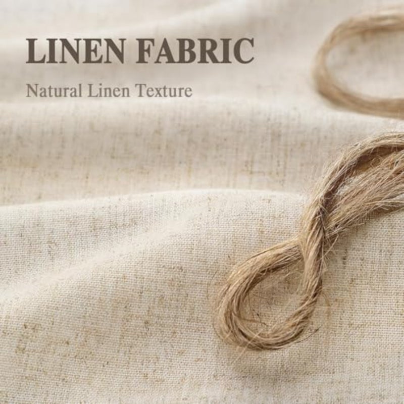 baihuoFarmhouse Shower Curtain, Beige and Brown Stripe, Button Curtain, Linen and Cotton Woven Fabric, Rustic Charm Country Chic Style, 183 * 183cm - Image 4