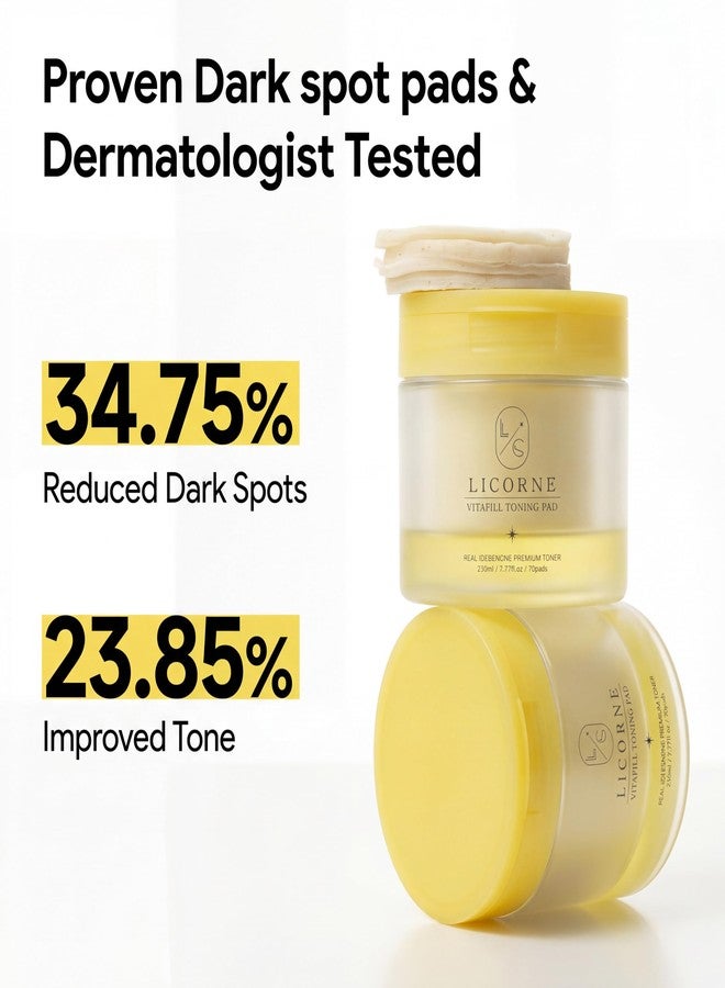 Licorne Vitafill Toning Pads (70 Count) - Idebenone & Vitamin C Glow Boosting Toner Pads for Dullness & Uneven Skin Tone - Korean Exfoliating Face Pads with Niacinamide for Daily Radiance - Image 5