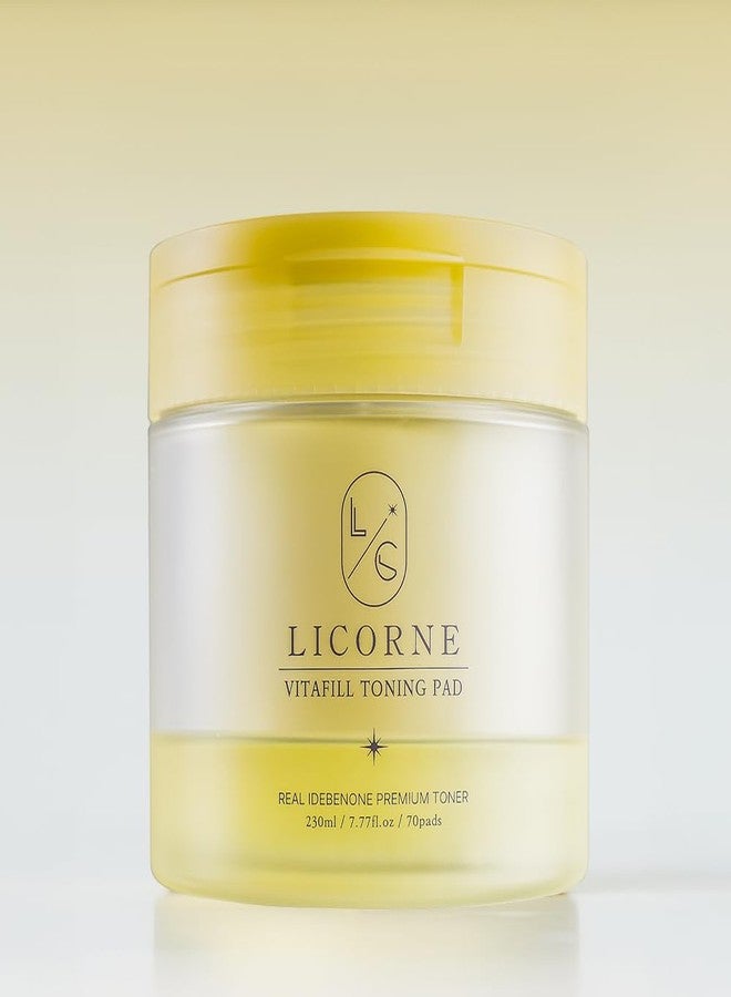 Licorne Vitafill Toning Pads (70 Count) - Idebenone & Vitamin C Glow Boosting Toner Pads for Dullness & Uneven Skin Tone - Korean Exfoliating Face Pads with Niacinamide for Daily Radiance - Image 1