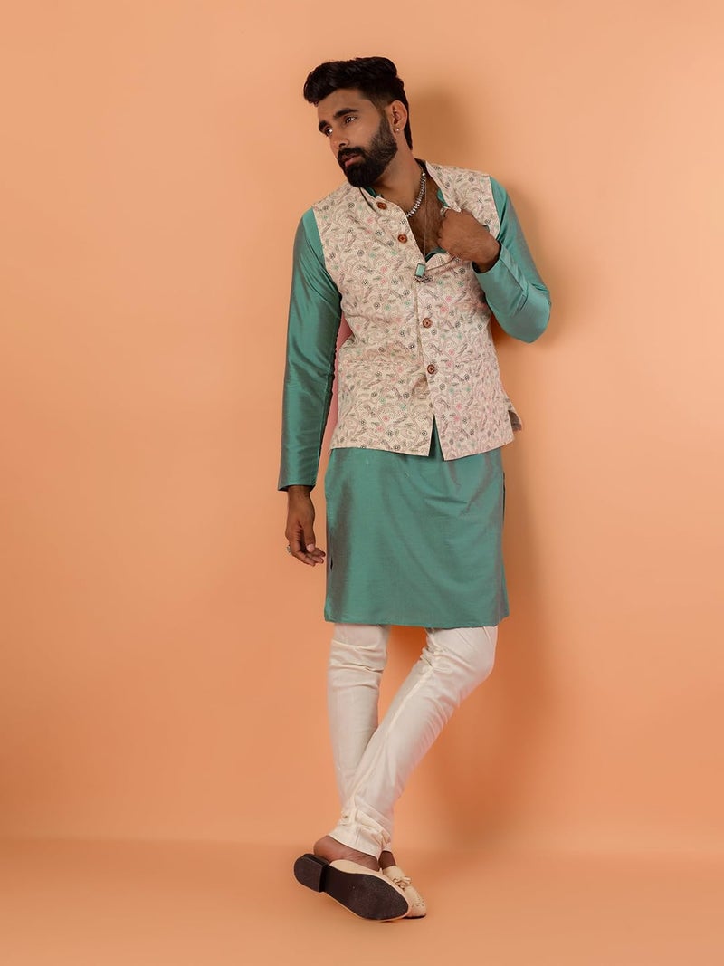 KISAH Nehru Jacket for Men – Printed Cotton Blend Modi Jacket | Ethnic & Formal Waist Coat for Weddings, Parties & Office Wear - Image 5