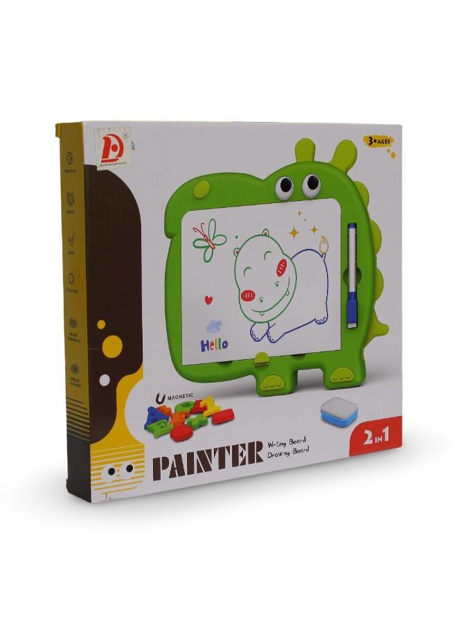 OKO Hippo Magnetic Drawing Board 2 in 1 - Green - Image 1