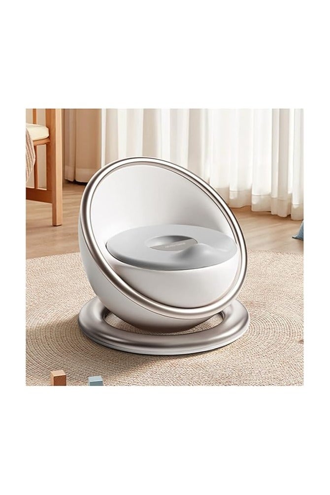 Space Capsule Children's Commode Chair for Home Use, with a 360-degree anti-slip circular base, easy-to-clean divided design that turns into a small stool, silver - Image 1