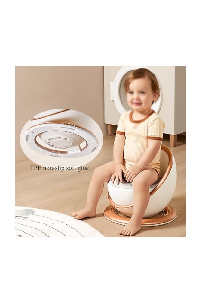 Space Capsule Children's Commode Chair for Home Use, with a 360-degree anti-slip circular base, easy-to-clean divided design that turns into a small stool, silver - Image 4