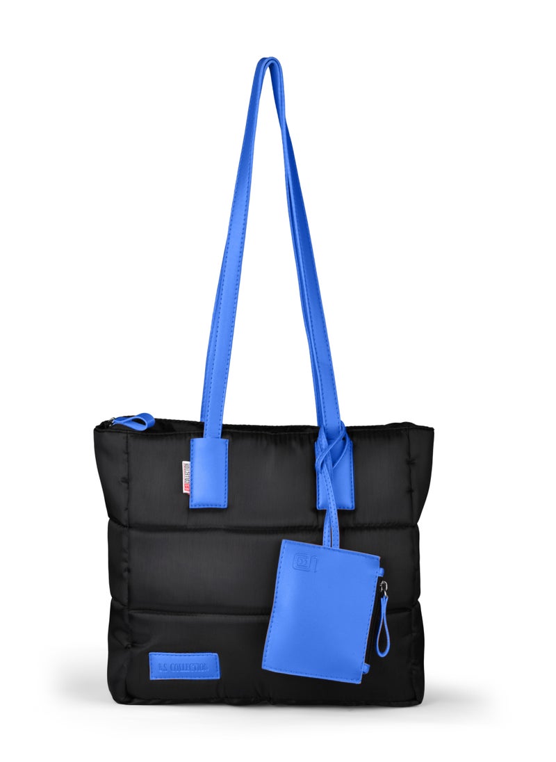 B.S COLLECTION - Soft Canvas B.S bag tote bag and shoulder bag for girls - blue - Image 1