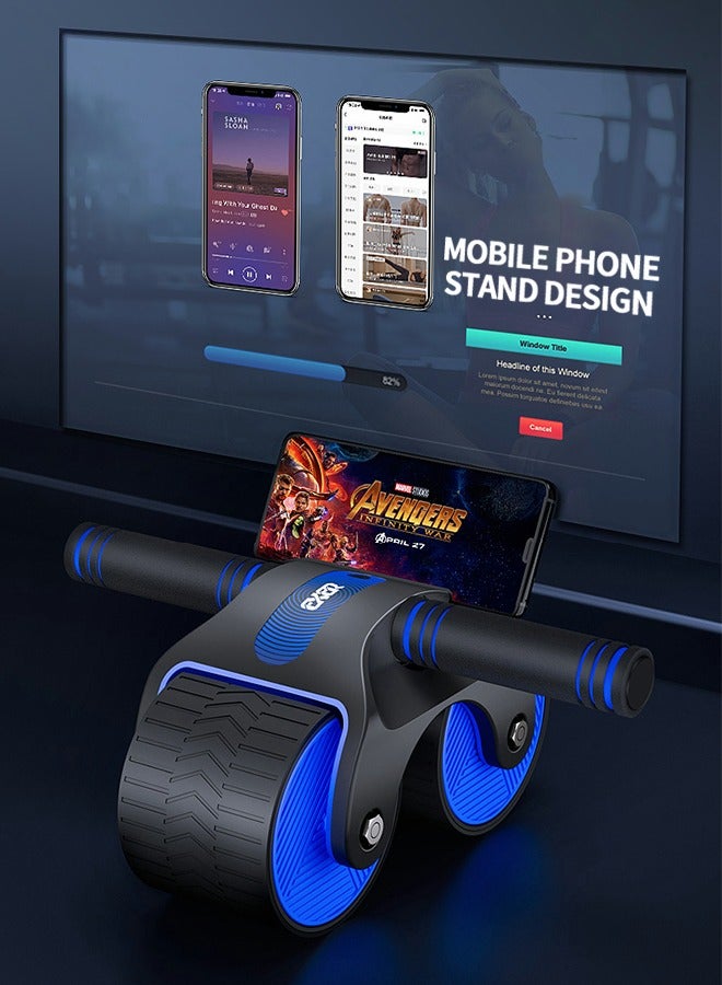 GROIC عجلة البطن AB Roller معدات تمرين لتمرين عضلات البطن، تدريب عضلات البطن بالارتداد التلقائي، معدات لياقة عضلات البطن مع وسادة الركبة وحامل الهاتف - Image 2