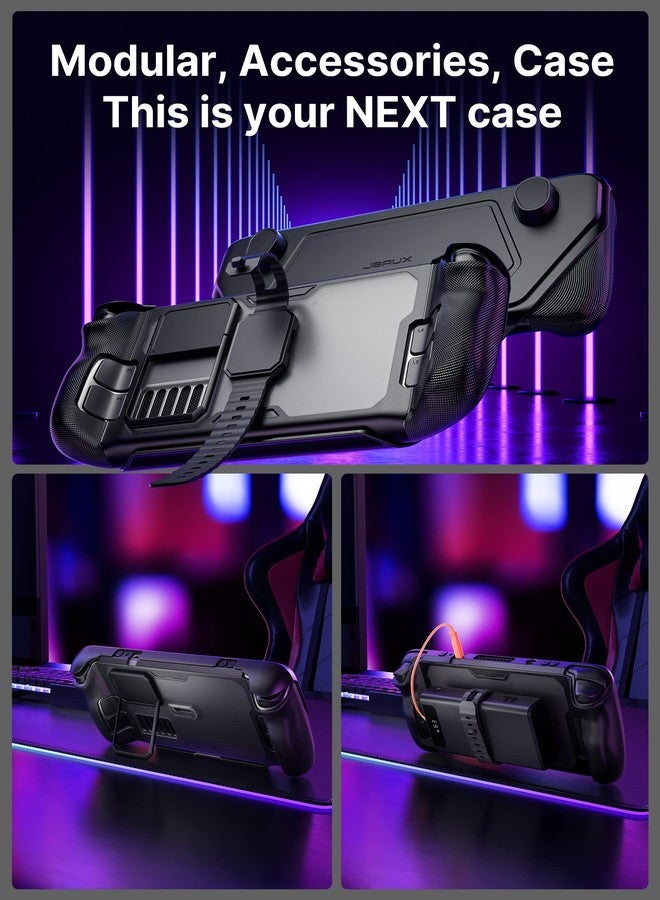 جيسوس علبة JSAUX ModCase متوافقة مع Steam Deck، علبة PC0104 معيارية مزودة بصمام مروحة تبريد لجهاز Steam Deck OLED، تشمل الملحقات: غطاء واقٍ، غطاء أمامي، مروحة تبريد، دعامة معدنية، وحزام - Image 2
