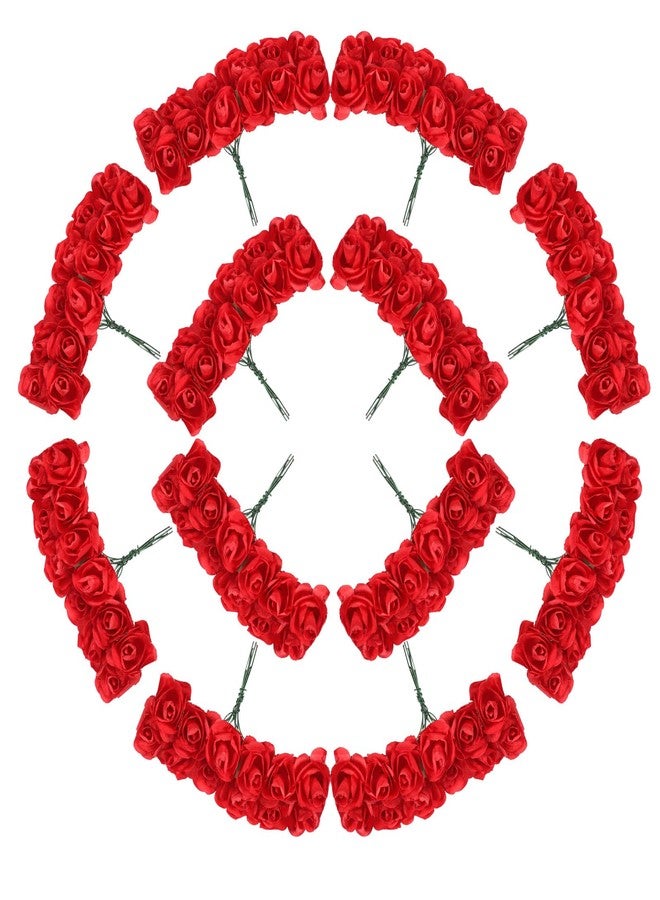 Exircy 144 Pcs Mini Paper Flowers Red Rose Artificial Flower Head Paper Flowers Bulk Red Roses Buds for DIY Crafts Projects Home Wedding Bouquet Garden Flower Wall Party Birthday Decor (0.6 inch) - Image 1