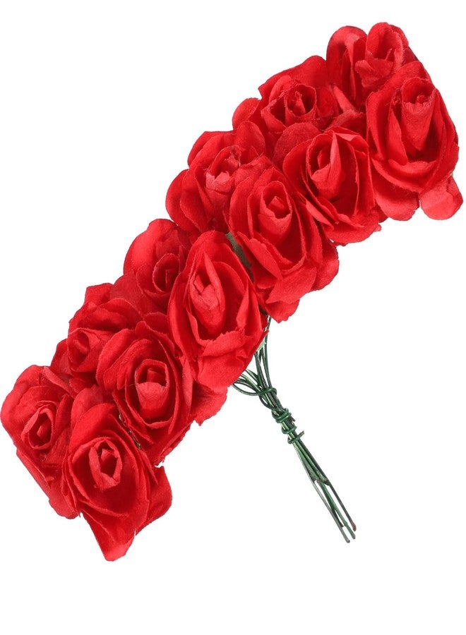 Exircy 144 Pcs Mini Paper Flowers Red Rose Artificial Flower Head Paper Flowers Bulk Red Roses Buds for DIY Crafts Projects Home Wedding Bouquet Garden Flower Wall Party Birthday Decor (0.6 inch) - Image 5