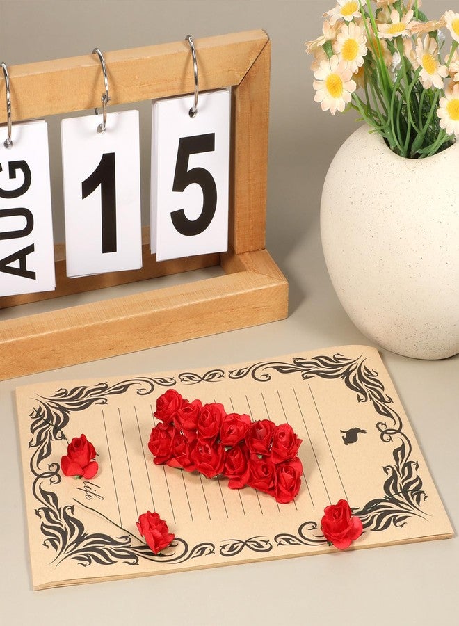 Exircy 144 Pcs Mini Paper Flowers Red Rose Artificial Flower Head Paper Flowers Bulk Red Roses Buds for DIY Crafts Projects Home Wedding Bouquet Garden Flower Wall Party Birthday Decor (0.6 inch) - Image 4