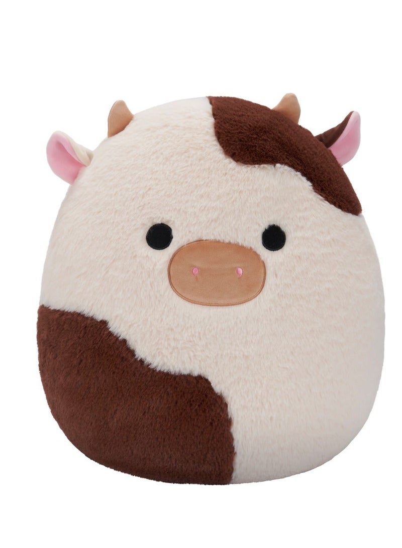 Squishmallows Plush Ronnie Brown and White Cow Fuzzamallows Plush Toy â€“ 30 cm Soft Collectible Stuffed Animal - Image 1