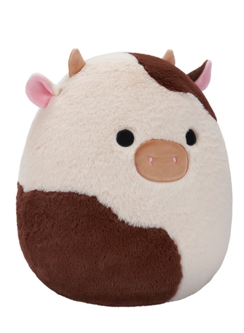 Squishmallows Plush Ronnie Brown and White Cow Fuzzamallows Plush Toy â€“ 30 cm Soft Collectible Stuffed Animal - Image 2