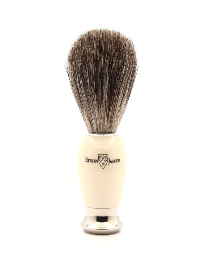 Edwin Jagger 81SB587AMZ Classic Imitation Ivory Pure Badger Exfoliating Shaving Brush with Stand for Shaving Cream or Shaving Soap for Men and Women (Ivory) - Image 1
