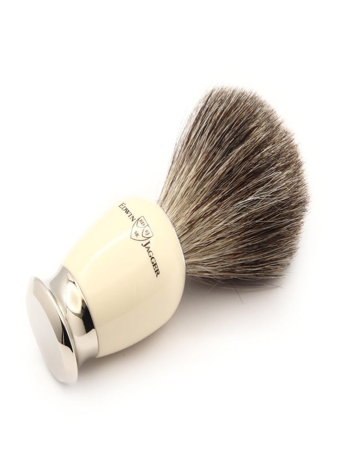 Edwin Jagger 81SB587AMZ Classic Imitation Ivory Pure Badger Exfoliating Shaving Brush with Stand for Shaving Cream or Shaving Soap for Men and Women (Ivory) - Image 3