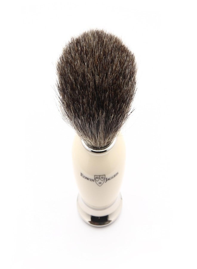 Edwin Jagger 81SB587AMZ Classic Imitation Ivory Pure Badger Exfoliating Shaving Brush with Stand for Shaving Cream or Shaving Soap for Men and Women (Ivory) - Image 2