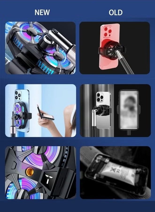 DUNISO Phone Cooler Cellphone Radiator – Dual Semiconductor Cooling Chip with Digital Display, Ultra-Fast Cooling Fan for Gaming, TikTok Live Streaming & Outdoor Vlogging  - Image 4