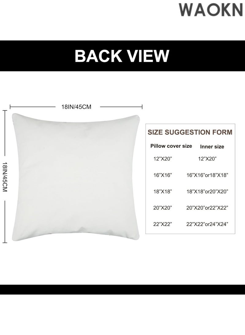 دبليو أيه أو كي أن مجموعة من غطائي وسادة من الكتان بتصميم مخطط بنمط ريفي، أغطية وسائد عصرية من الجلد الصناعي باللون البني الفاتح، مقاس 18 × 18 بوصة، أزرق داكن - Image 3