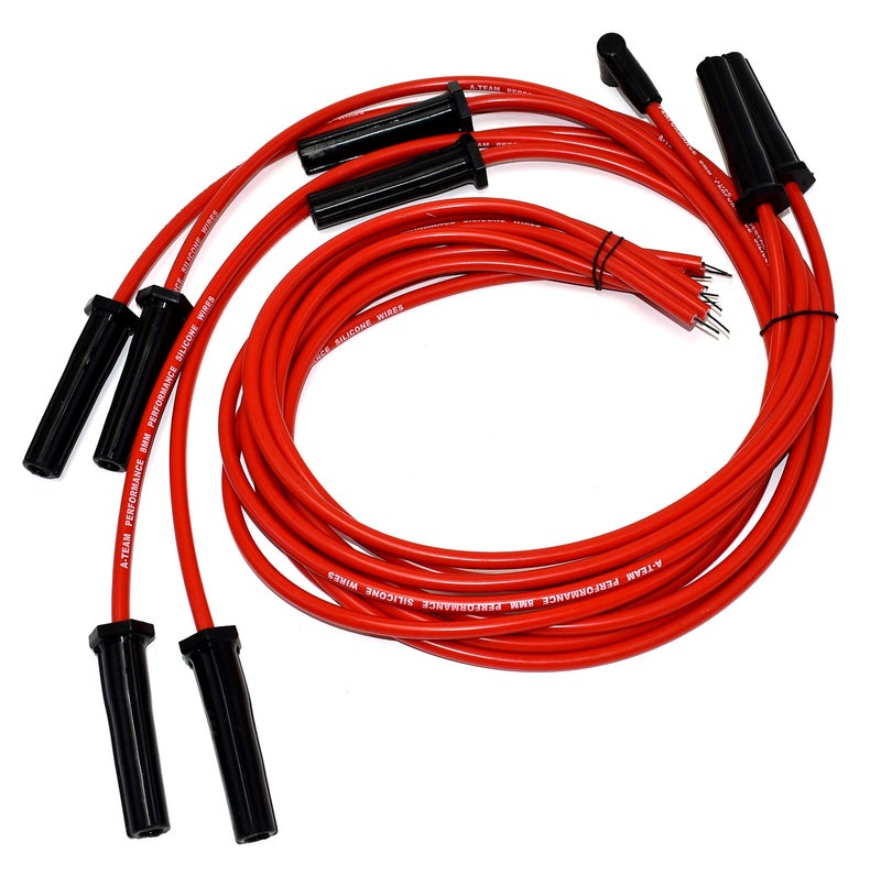 A-Team Performance - Silicone High Performance Spark Plug Wire Set Universal Fit V8 V6 Plus Coil Wire - Compatible with Buick Cadillac Chevy GMC Ford Mopar Oldsmobile Pontiac 8.0mm (Red) - Image 2