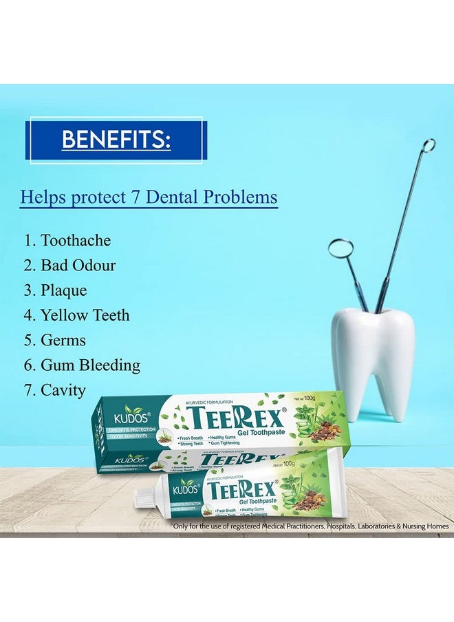 Kudos - Kudos Teerex Gel Toothpaste Ayurvedic Formulation Multi Benefit Toothpaste - 100g (2 of Pack) - Image 1