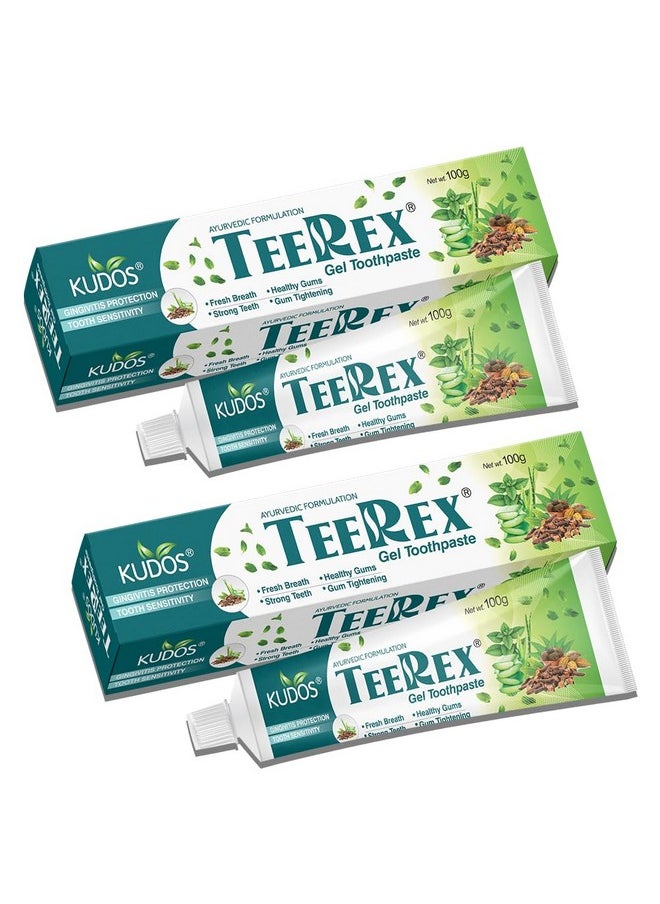 Kudos - Kudos Teerex Gel Toothpaste Ayurvedic Formulation Multi Benefit Toothpaste - 100g (2 of Pack) - Image 1