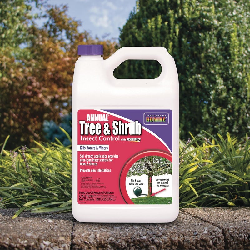 Bonide Annual Tree & Shrub Insect Control with Systemaxx, 128 oz Concentrate, Year Long Protection and Insect Killer - Image 1