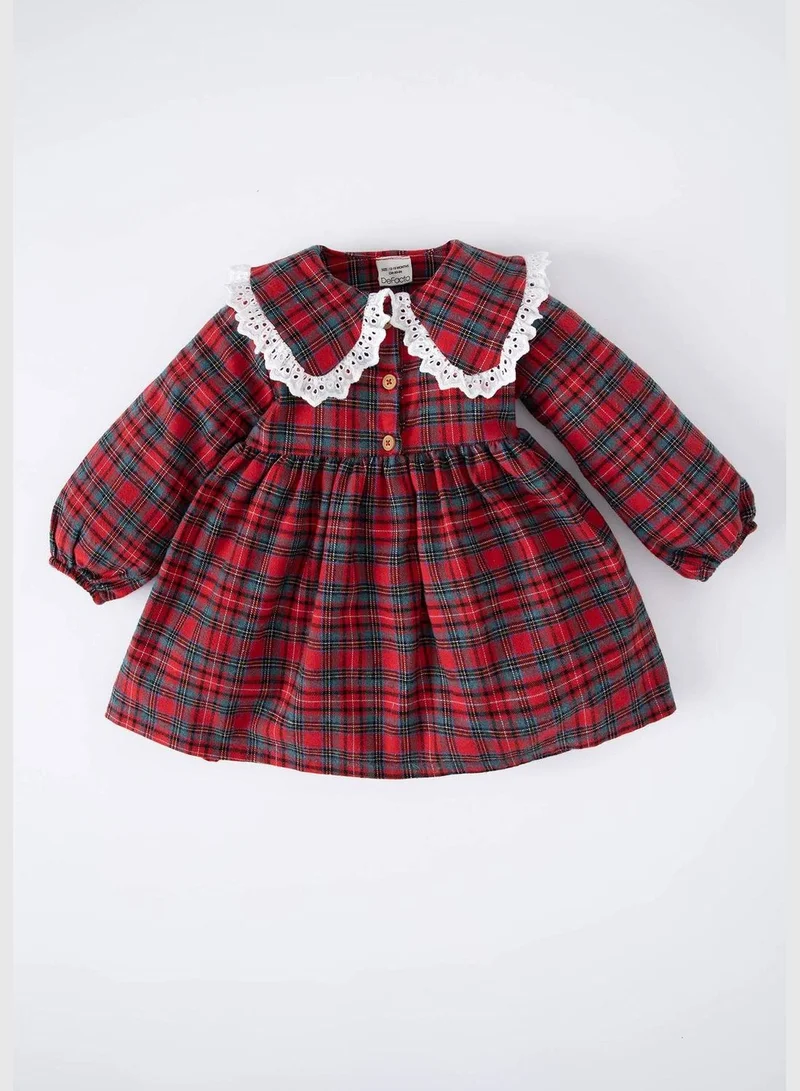 DeFacto BabyGirl Regular Fit Big Neck Long Sleeve Dress