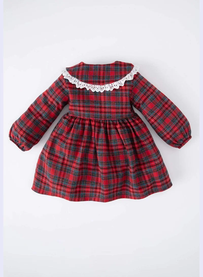 DeFacto BabyGirl Regular Fit Big Neck Long Sleeve Dress