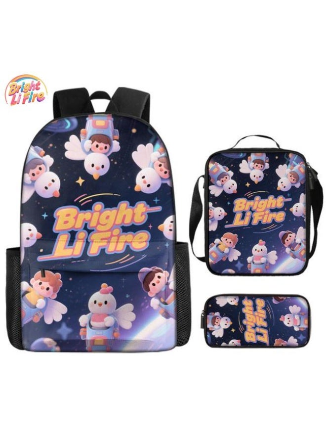 Bright Li Fire Cartoon bag three-piece set, easy to deal with various occasions (available for students, children, friends on outings, mountain climbing, schooling, etc.) | Shoulders + handbags + stationery bags | Back to school season/festival gifts - 114 - Image 1
